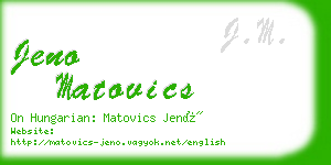 jeno matovics business card